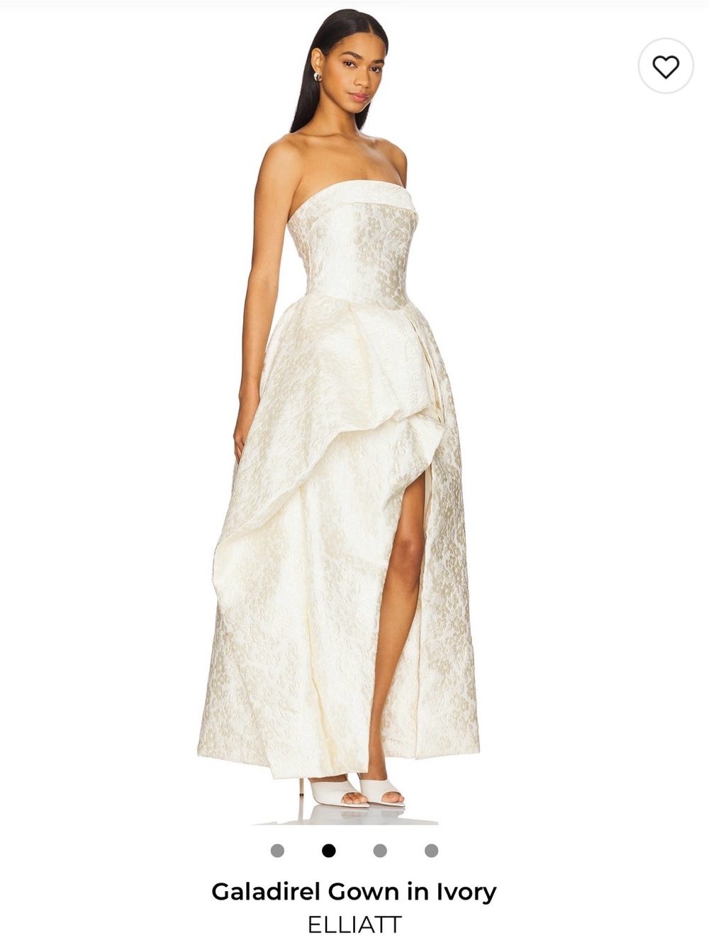 Elliatt Ivory Textured Strapless Gown with Draped Peplum - Picture 2 of 5
